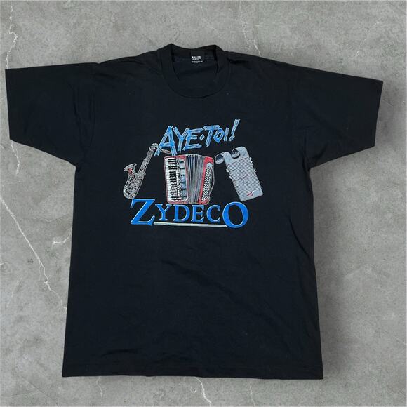 Aye-toi! VTG 90s Single Stitch T Shirt New Orleans Zydeco Screen Stars USA XL - Picture 1 of 8